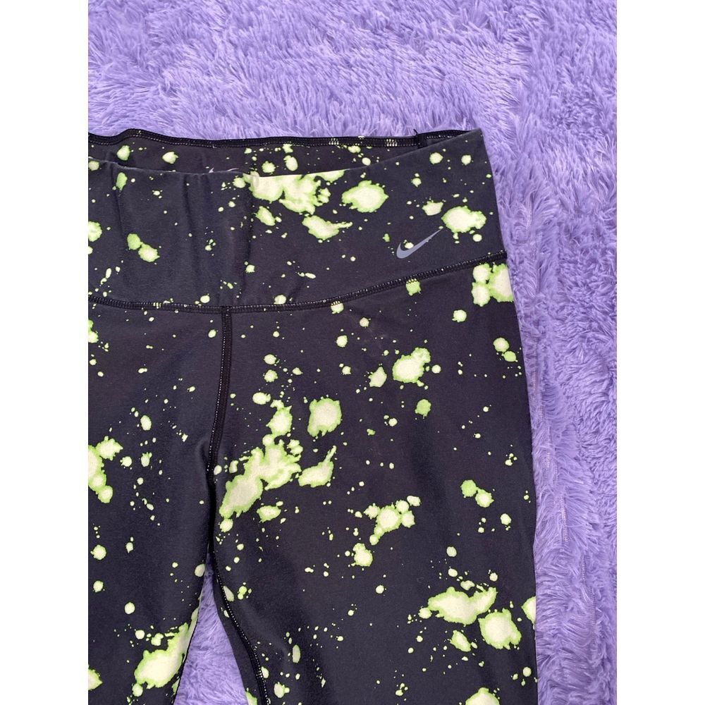 Nike Dri-FIT Legendary Leggings Womens Large Black Lime Green Splatter Capri L - Picture 2 of 6